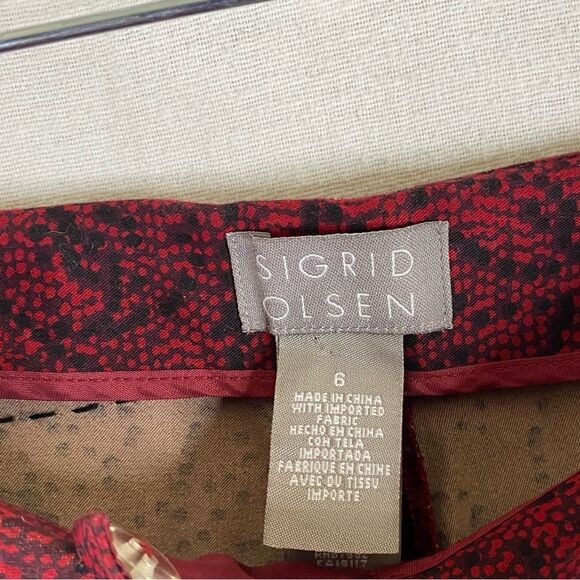 Sigrid Olsen Red Black Printed Dress Pants 6 - Picture 10 of 10